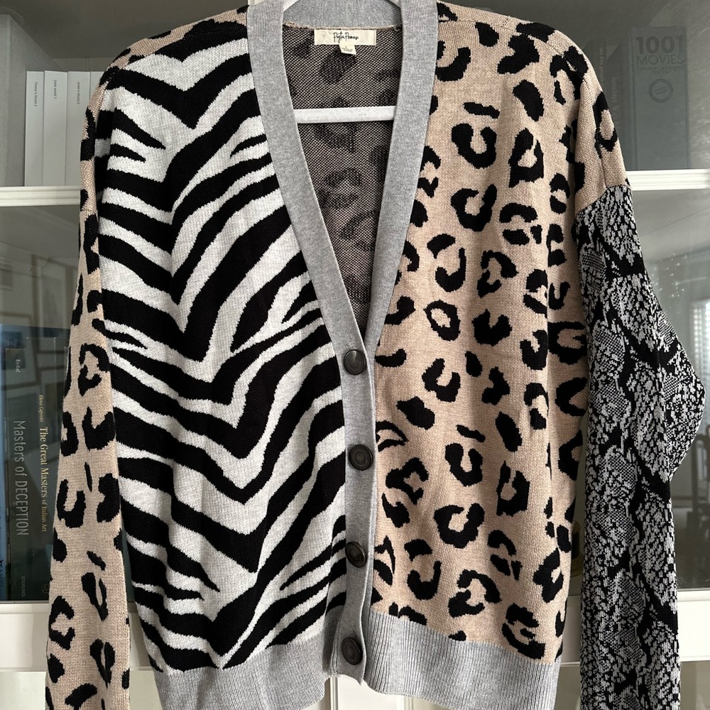 Peyton Primrose Sweater Womens Animal Print Cardigan Multicolor Size large